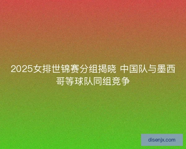 2025女排世锦赛分组揭晓 中国队与墨西哥等球队同组竞争