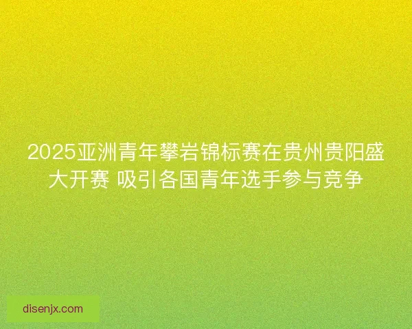 2025亚洲青年攀岩锦标赛在贵州贵阳盛大开赛 吸引各国青年选手参与竞争
