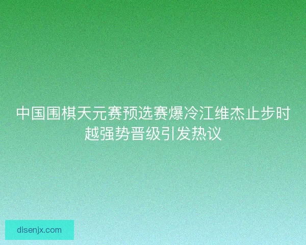 中国围棋天元赛预选赛爆冷江维杰止步时越强势晋级引发热议